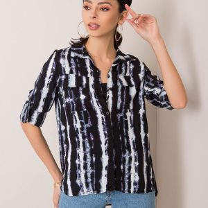 RUE PARIS Black and White Blackout Shirt