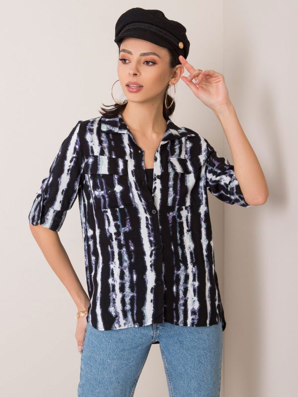 RUE PARIS Black and White Blackout Shirt