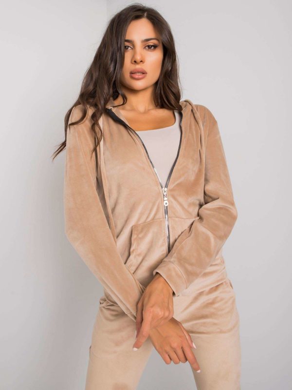 Beige two-piece velour set Roxe RUE PARIS