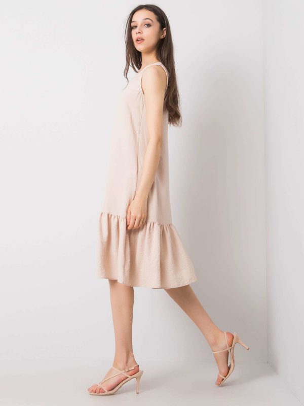 Beige dress with ruffle Jossie RUE PARIS