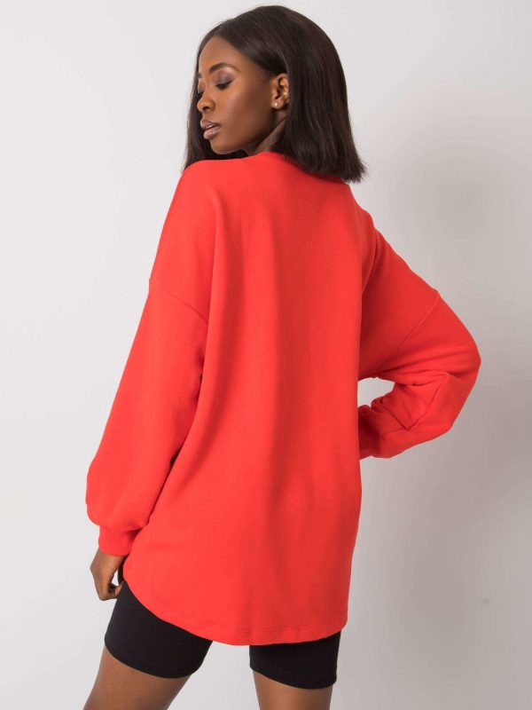 Red sweatshirt with inscription Yanett