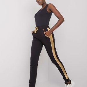 Black and gold sweatpants with Ewelyn stripe