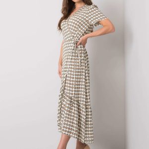 Ecru dress with prints Arlinda