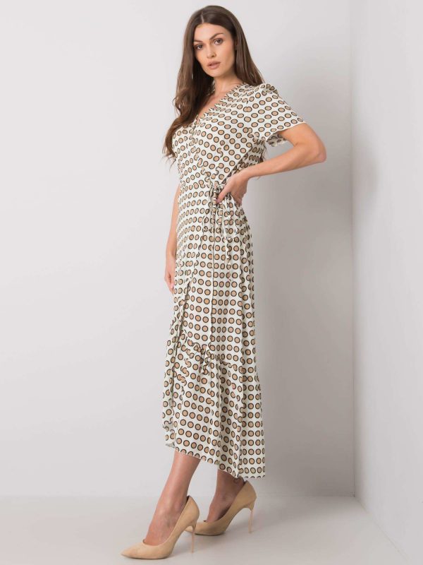 Ecru dress with prints Arlinda