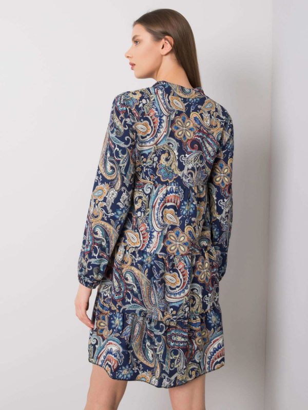 Navy blue dress with print by Danielle