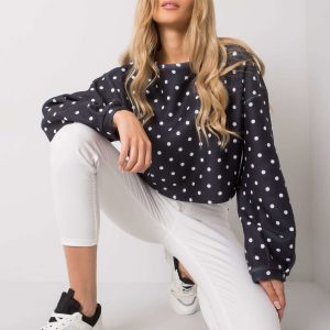 Navy blue polka dot sweatshirt Cairi