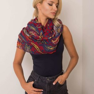 Burgundy scarf with patterns