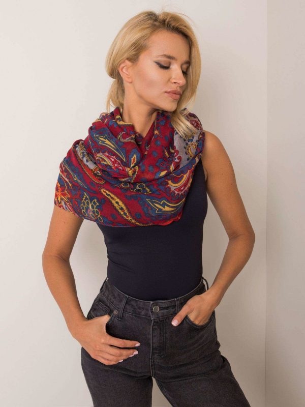 Burgundy scarf with patterns