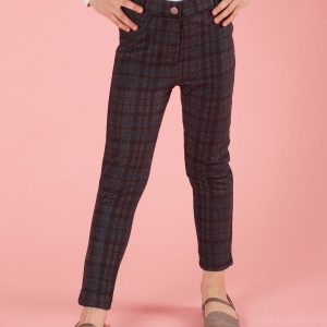 Dark gray plaid pants for girl