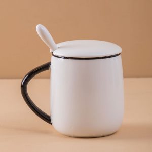 White Ceramic Mug With Lid