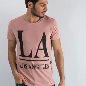 Men's dirty pink t-shirt with inscription