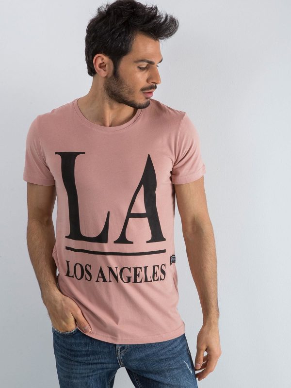 Men's dirty pink t-shirt with inscription