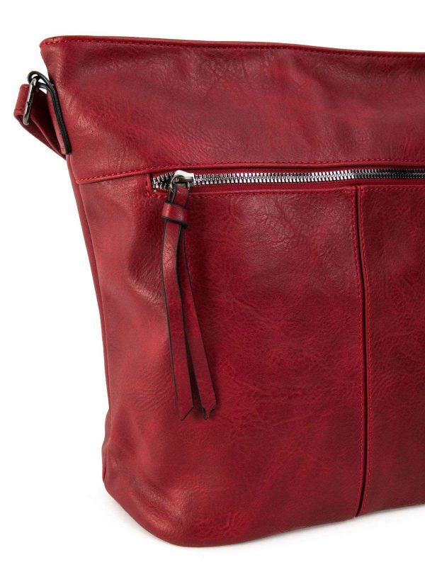 Dark red women's handbag made of eco leather