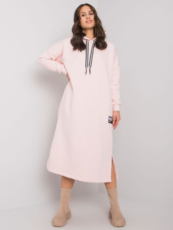 Light Pink Hooded Sweatshirt Dress Emrie