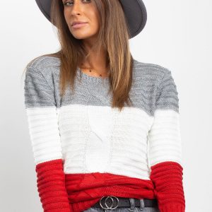 Grey-red women's sweater