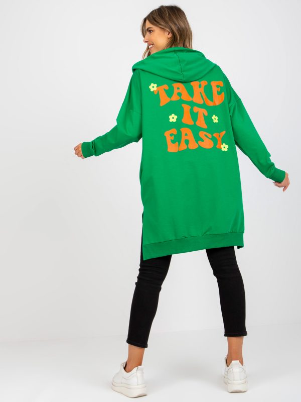 Green and orange long sweatshirt with print