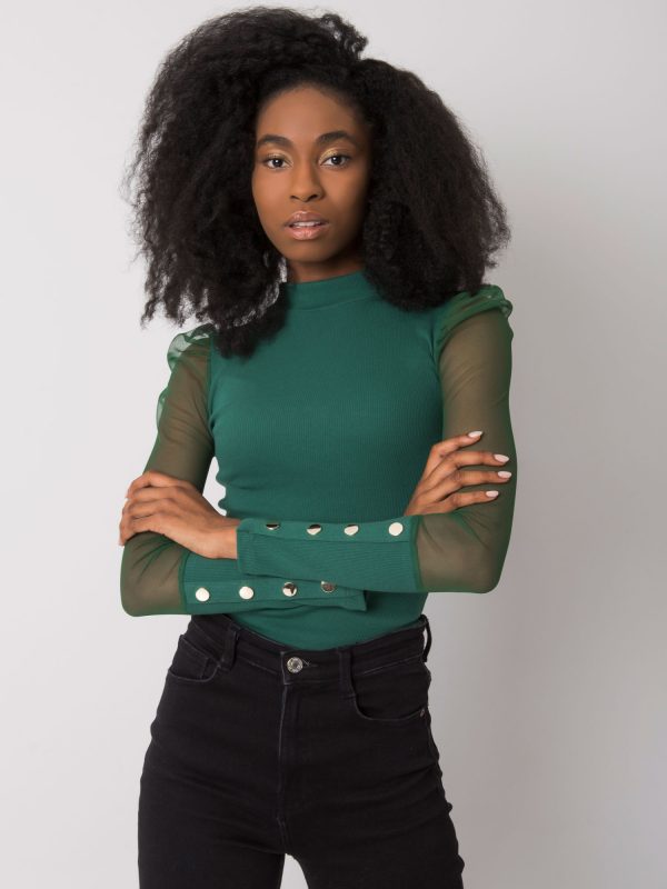 Dark green women's turtleneck blouse Donnah RUE PARIS