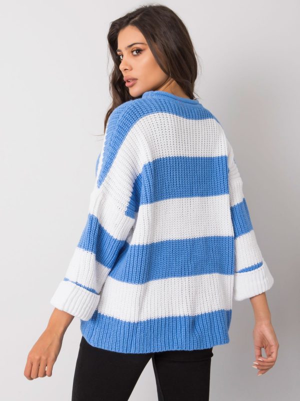 White and Blue Bree Striped Sweater