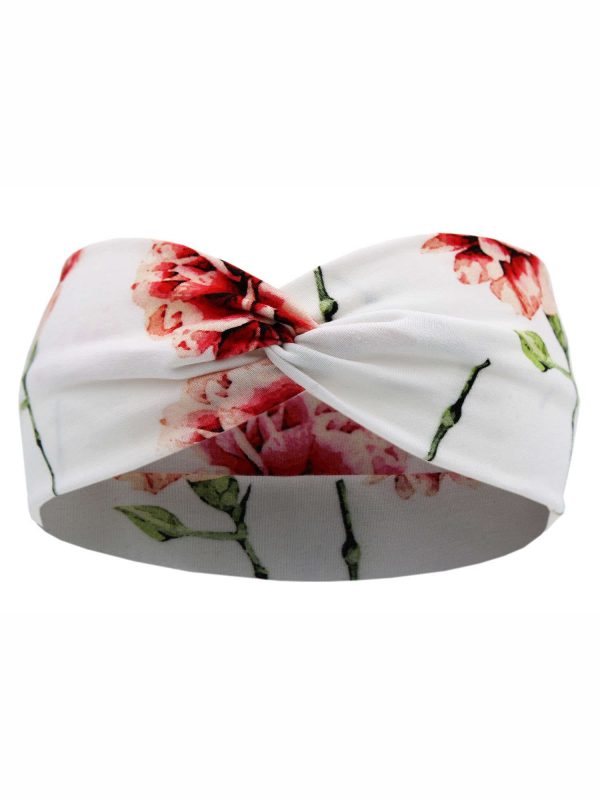 White headband for girl 6-9 years old with flowers