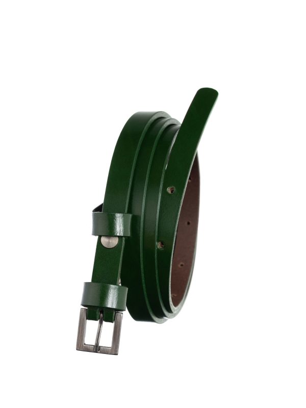 BADURA Dark Green Narrow Leather Strap