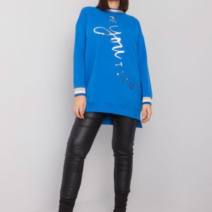 Dark Blue Plus Size Cotton Tunic with Jamellia Inscription