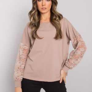 Dark beige blouse with lace Shantelle RUE PARIS