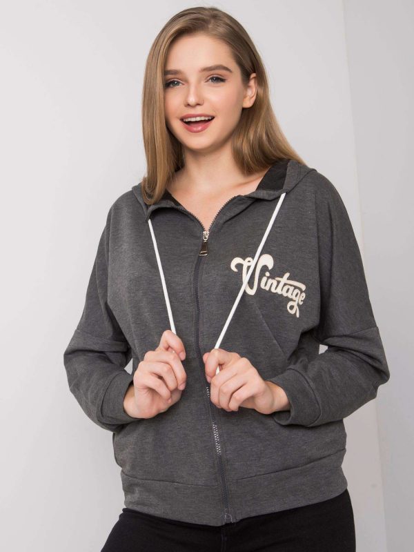 Dark Grey Melange Hoodie Diane