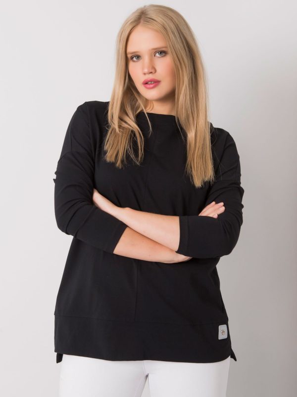 Kalise Black Plain Plus Size Blouse