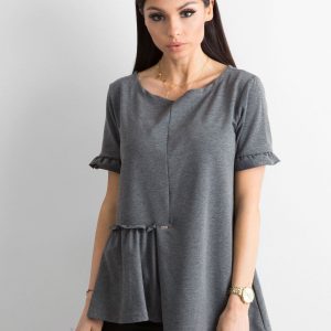 Asymmetrical graphite blouse