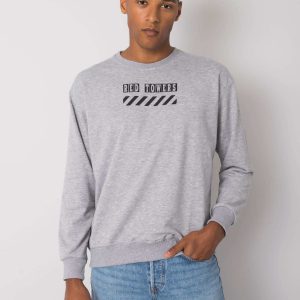 Grey melange sweatshirt for men with print Maxton LIWALI