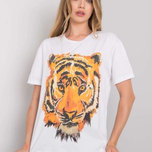 White T-shirt with Tiger print