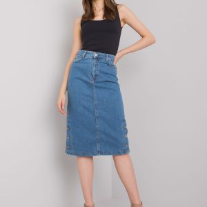 Blue Fitted Midfield Denim Skirt