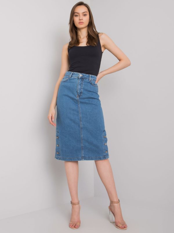 Blue Fitted Midfield Denim Skirt