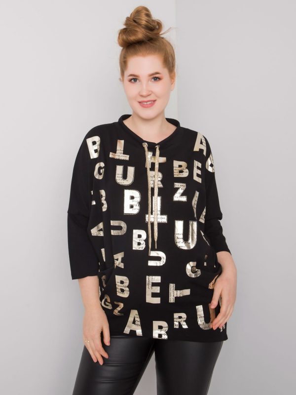 Black Plus Size Blouse with Keziah Print