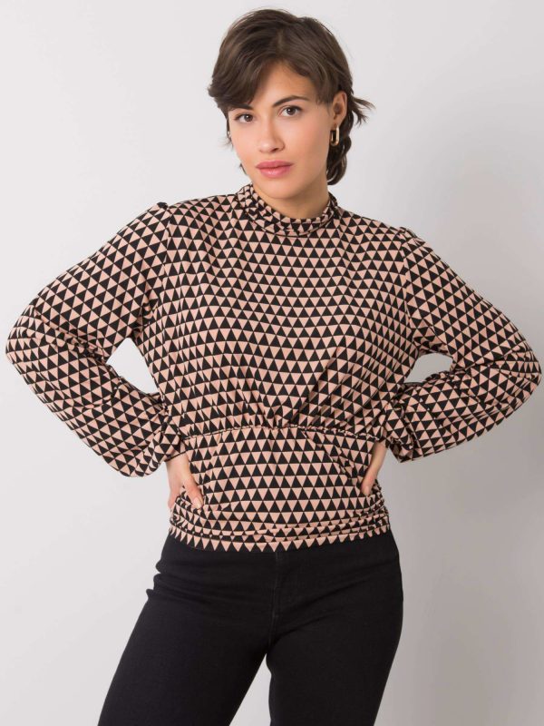 Black and beige blouse with patterns of Abriana RUE PARIS