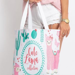 Large White Printed Bag