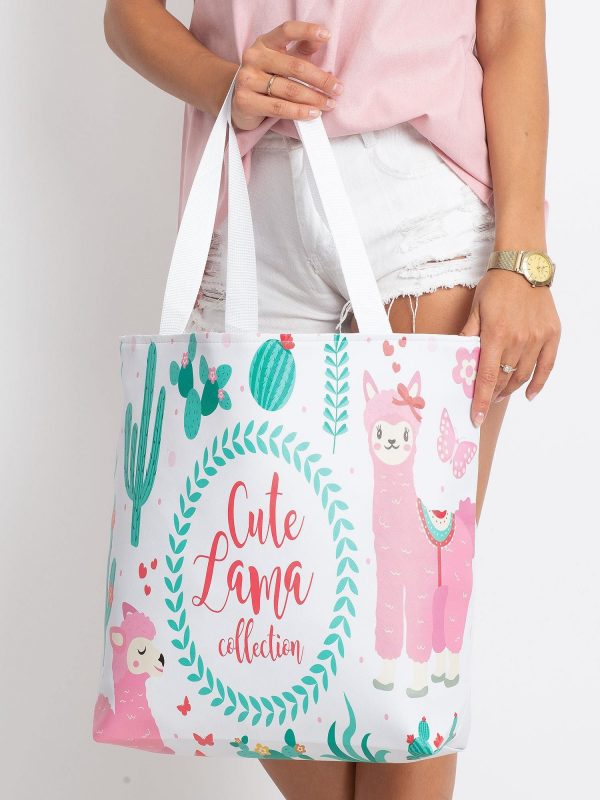 Large White Printed Bag