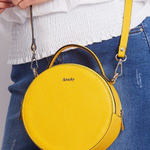 Yellow Round Leather Handbag