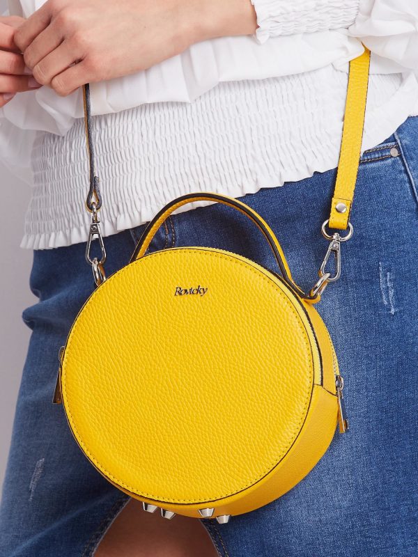 Yellow Round Leather Handbag