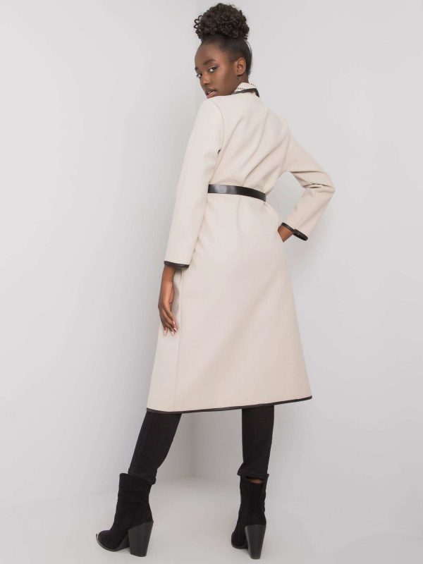 Beige coat with belt Kathy