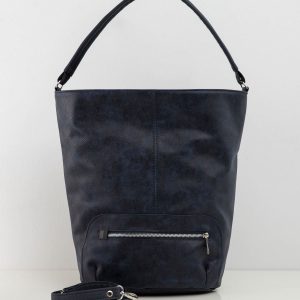 Navy blue soft bag made of eco leather