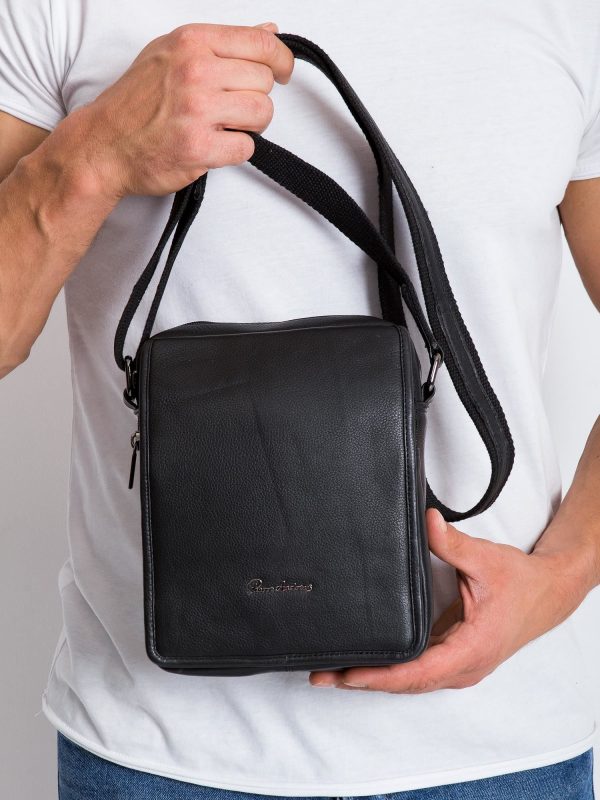 Men's Leather Messenger Bag Black