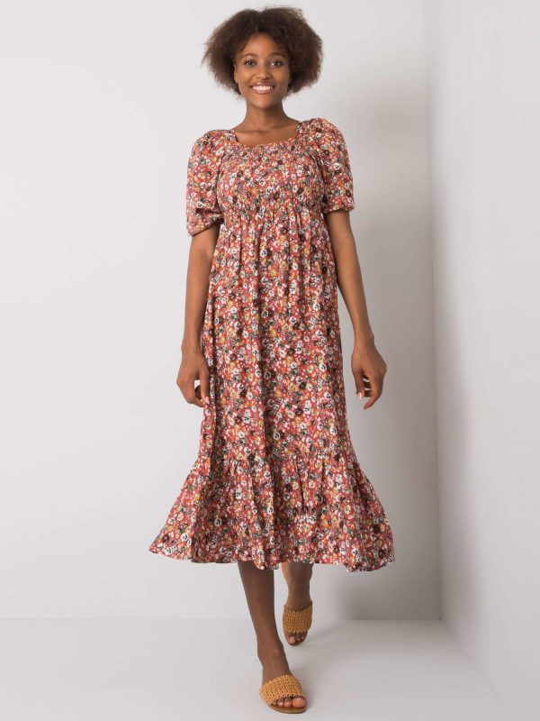 Danae RUE PARIS Dark Orange Floral Dress