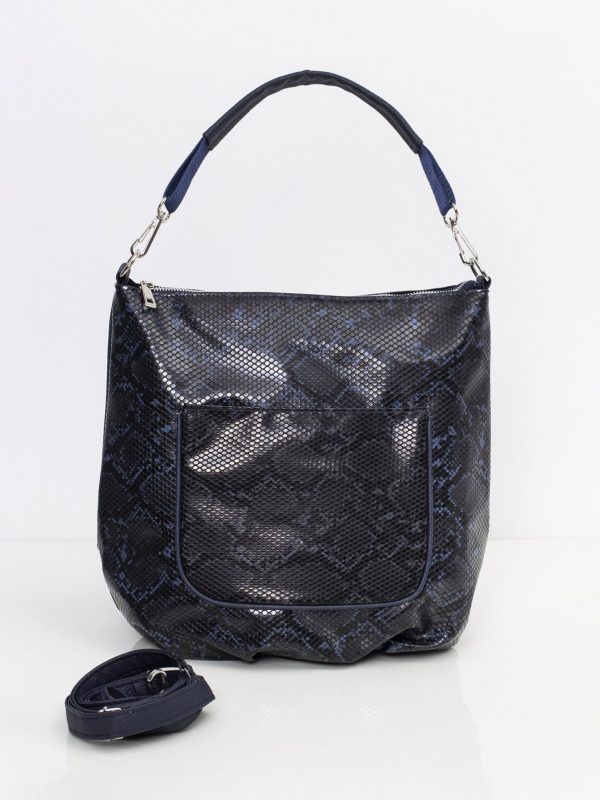 Navy blue handbag in animal pattern