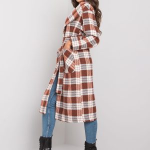 Fanita white and brown plaid coat