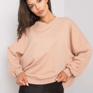 Fabrizia Beige Cotton Hoodless Sweatshirt