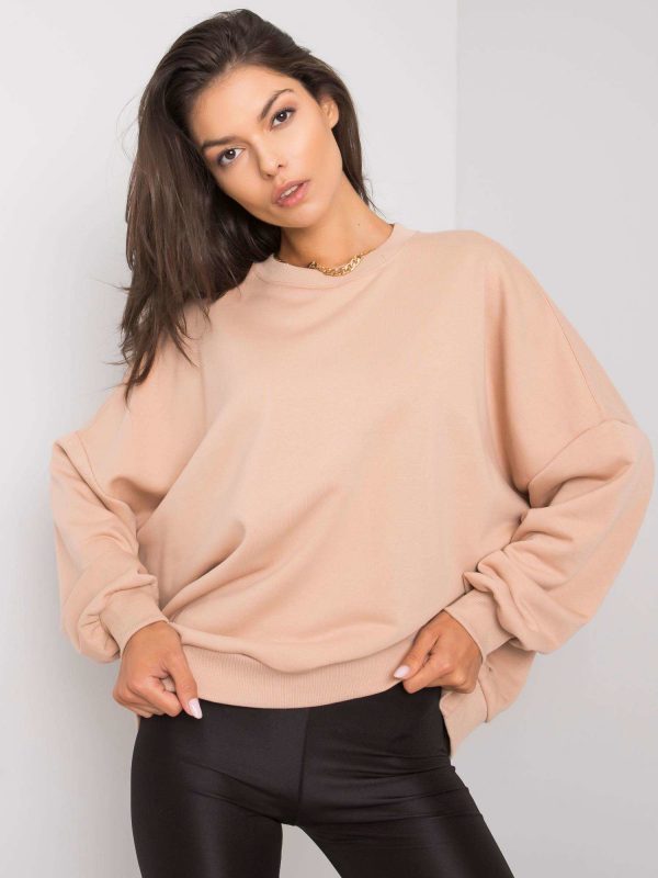 Fabrizia Beige Cotton Hoodless Sweatshirt