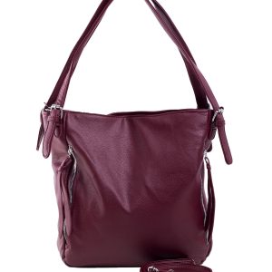 Burgundy urban shoulder bag with pockets