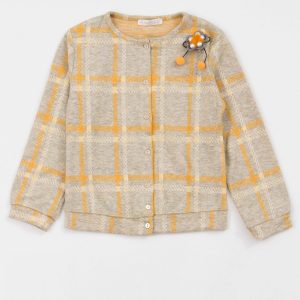 Yellow and grey chequered children's sweater