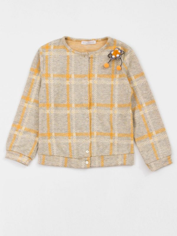 Yellow and grey chequered children's sweater